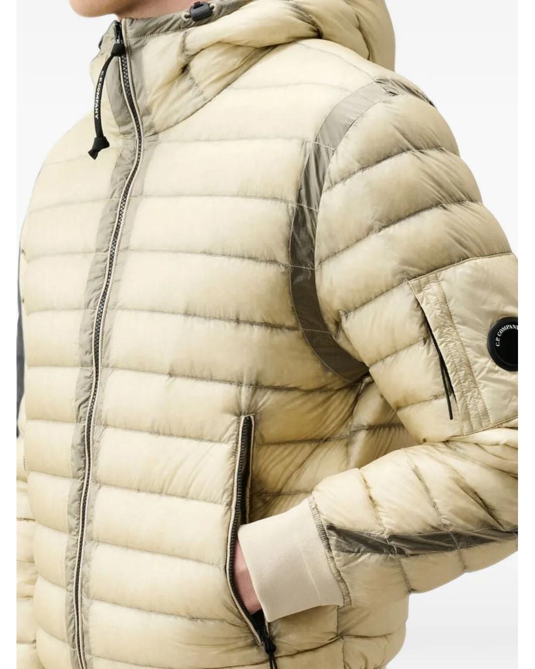 C P Company Natural D.D. Shell Hooded Lens Down Jacket for men