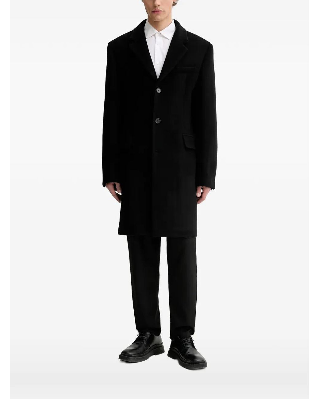 Filippa K Black William Buttoned Coat for men