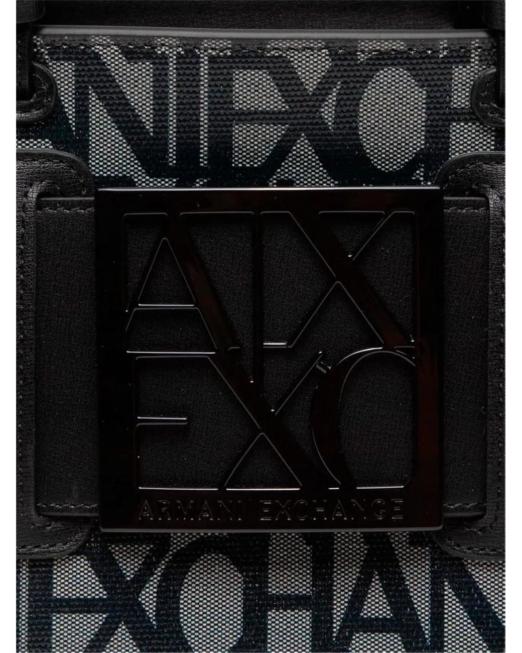 ARMANI EXCHANGE Black Logo-Plaque Tote Bag