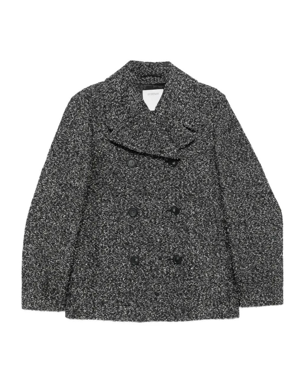 Sportmax Gray Double-Breasted Speckled Coat