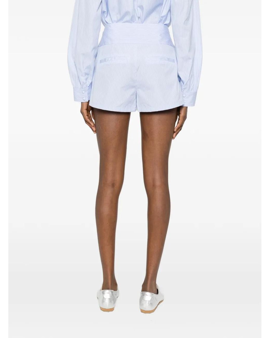 FRAME White Button Striped Shorts
