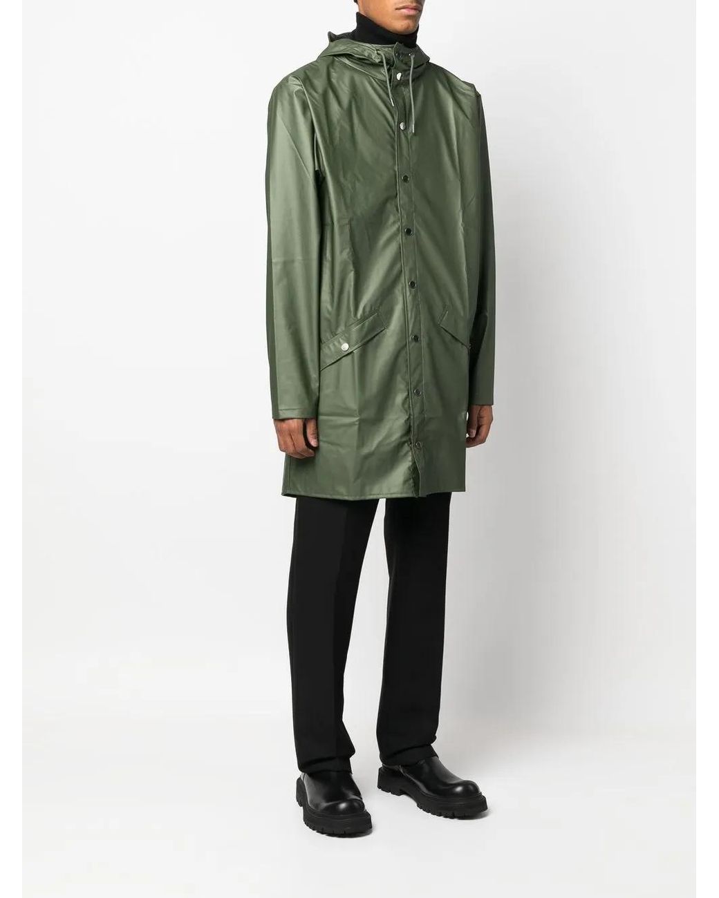 Rains Green Drawstring Hood Raincoat