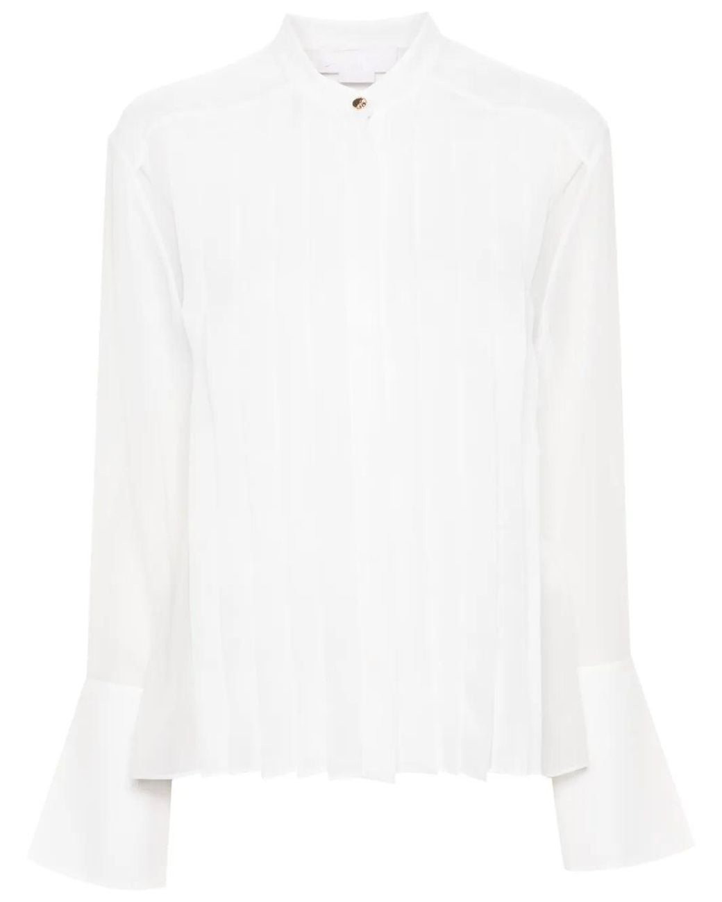 Genny White Pleated Silk Shirt