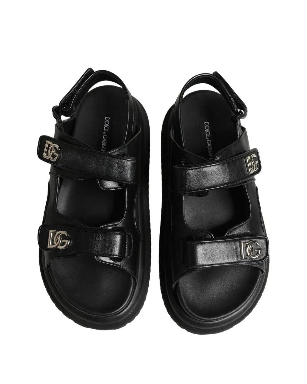 Dolce & Gabbana Black Dg Logo Touch-Strap Sandals for men