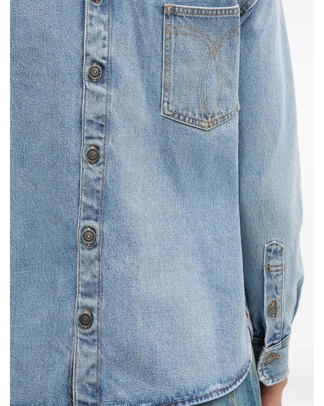 Fiorucci Blue Open-Back Denim Shirt
