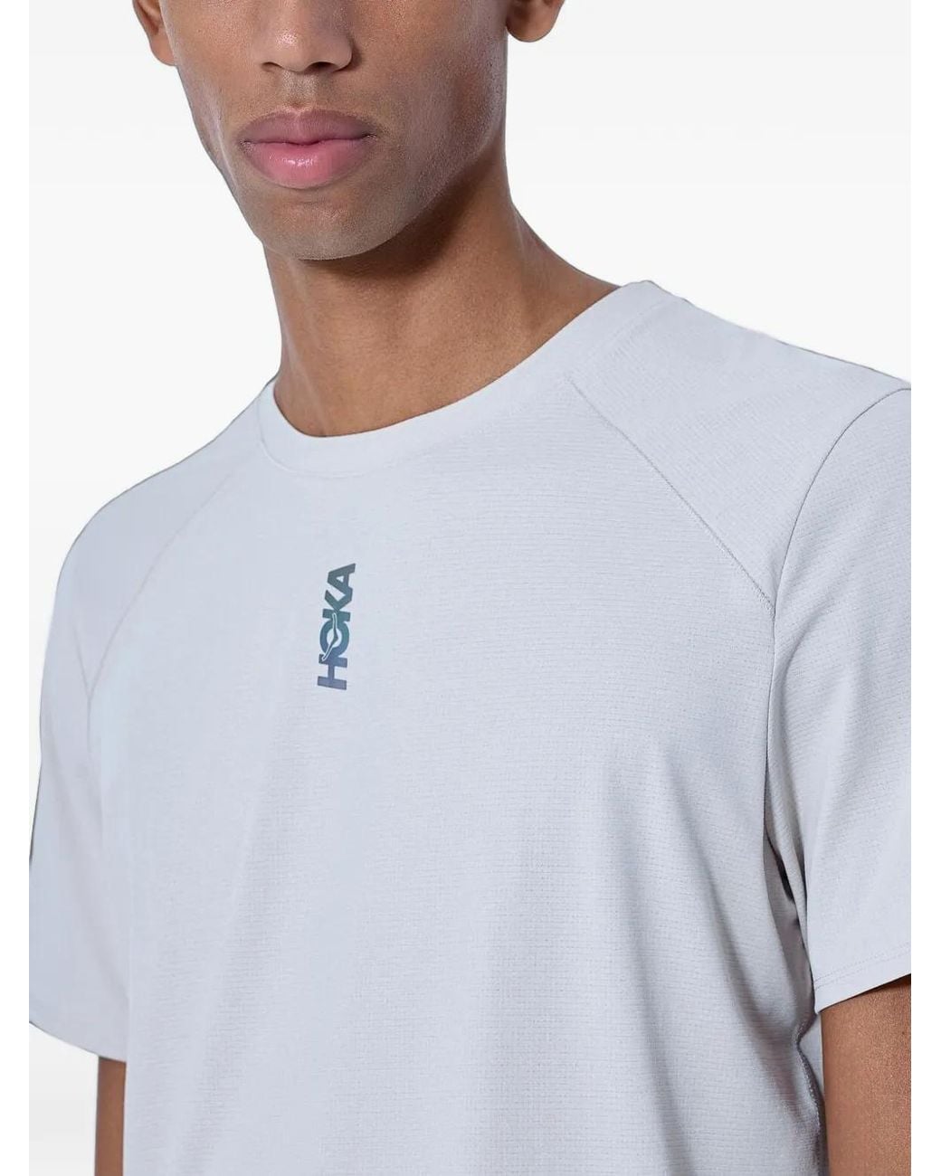 Hoka One One White Logo-Print Raglan-Sleeve T-Shirt for men