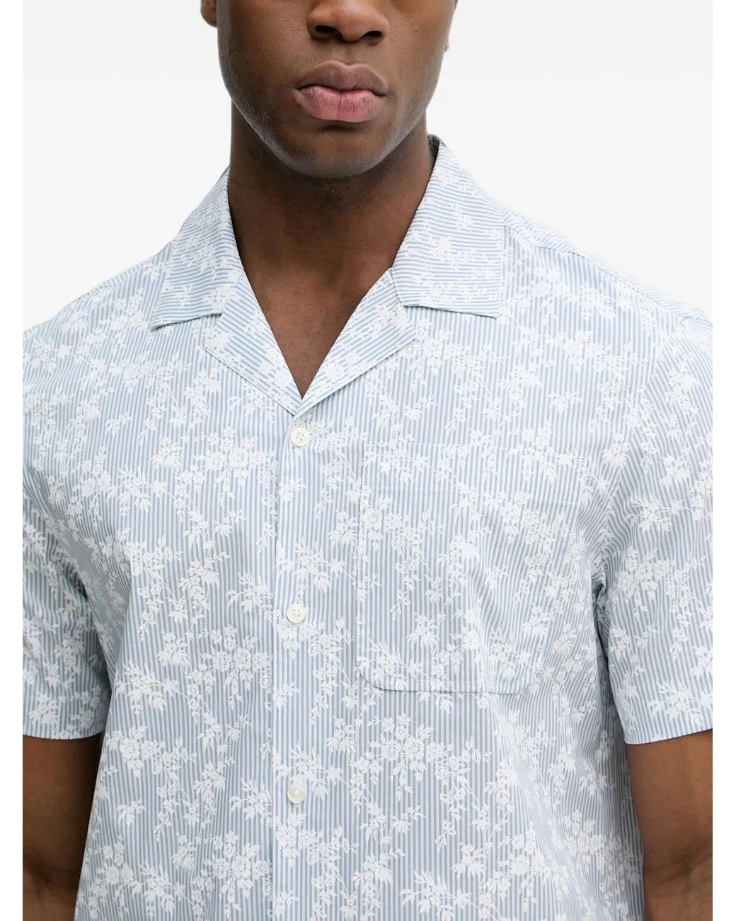 Michael Kors White Chemise En Coton Stretch À Fleurs Imprimées Et Manches Courtes for men