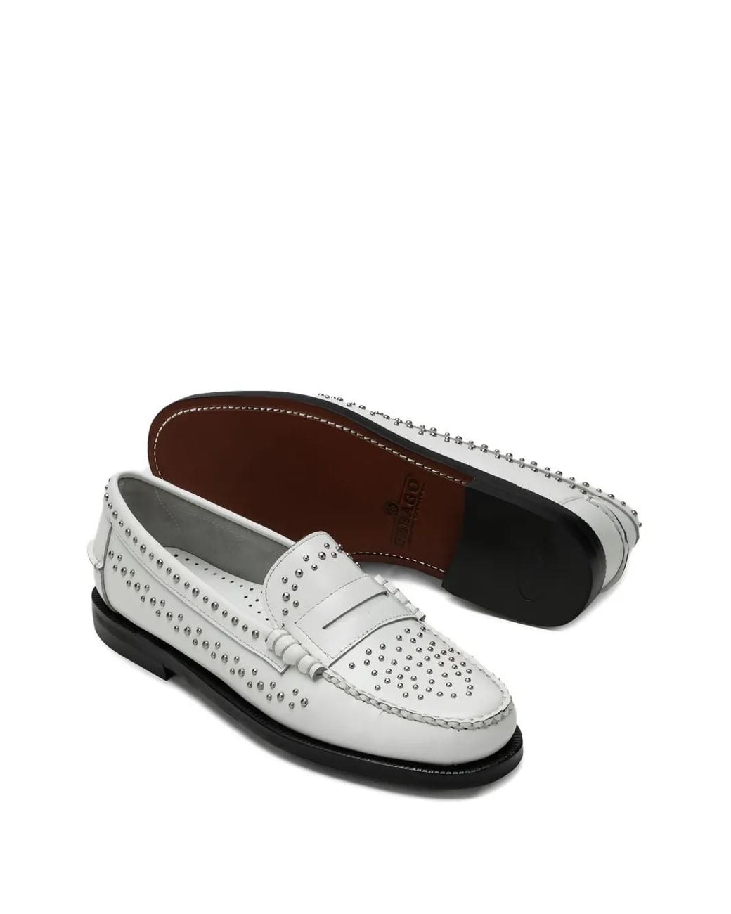 Sebago White Dan Stud-Embellished Loafers