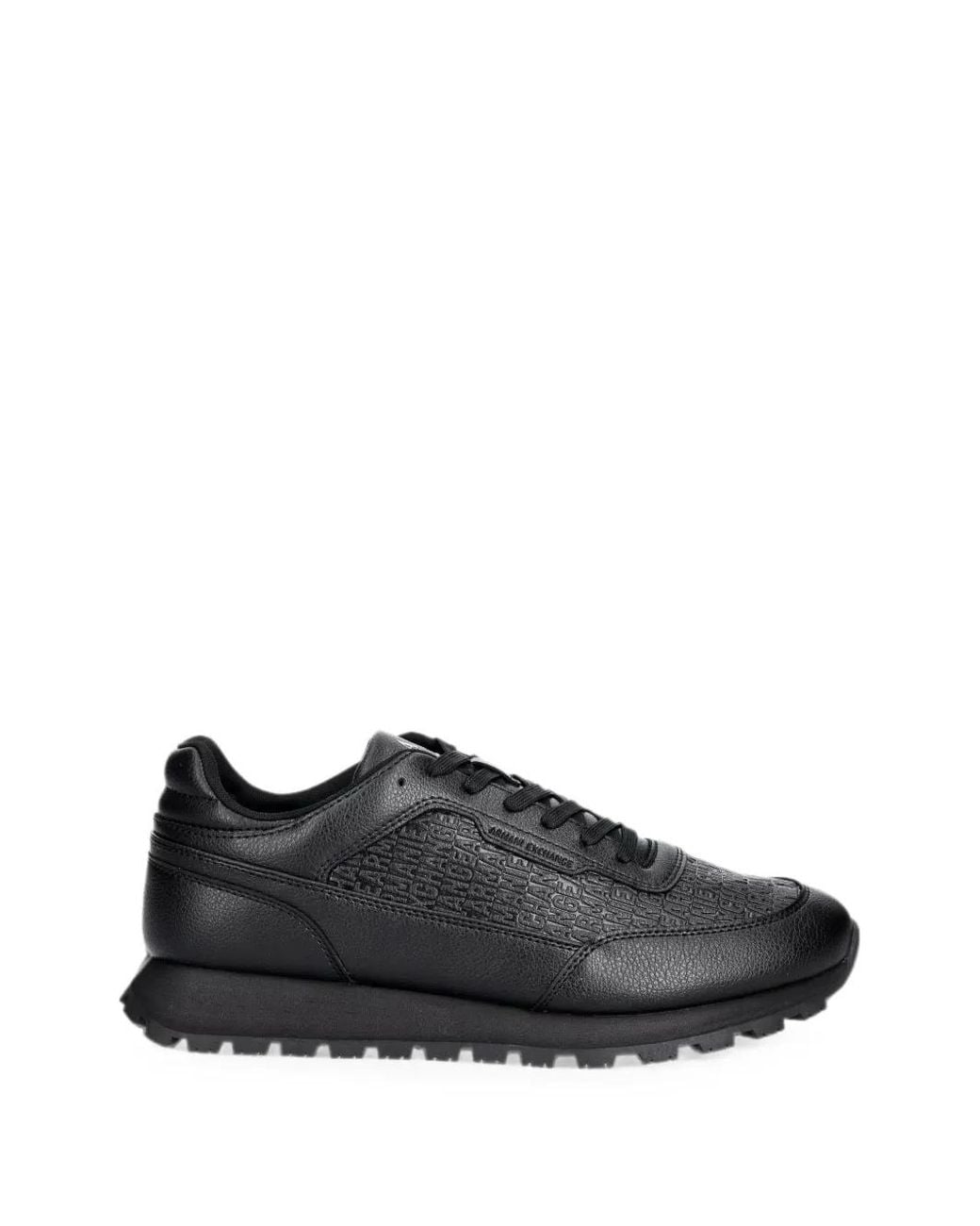 ARMANI EXCHANGE Black Logo-Embossed Pebbled-Effect Sneakers for men