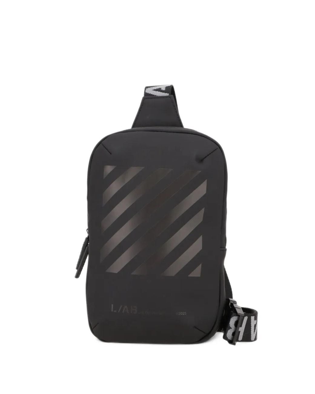 LAB C.O. OFF WHITE Off- Logo-Strap Messenger Bag in Black | Lyst