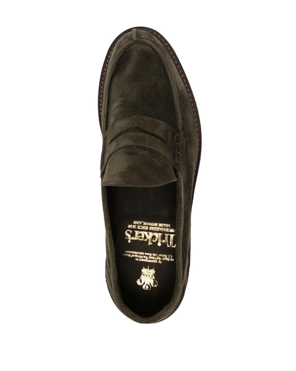 Tricker's Green Adam Suede Penny Loafers for men
