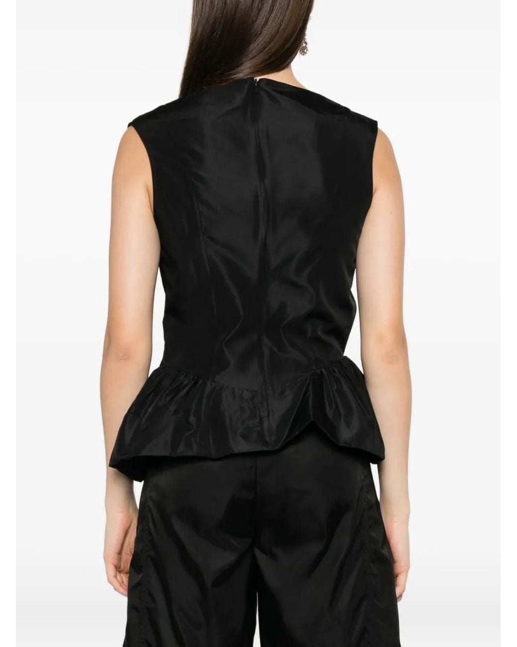 Simone Rocha Black Draped Peplum Top