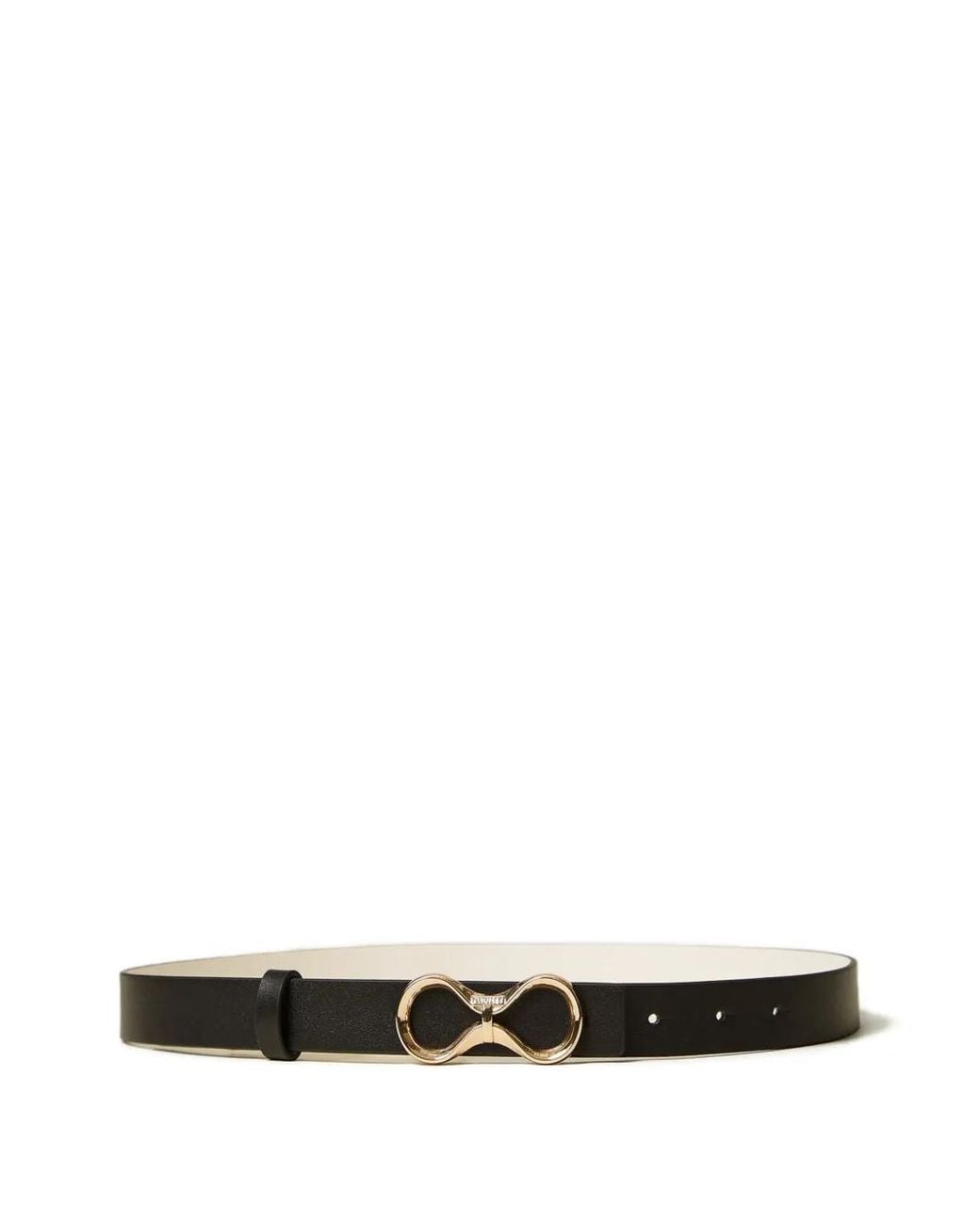 Twinset White Reversible Leather Belt With Logo