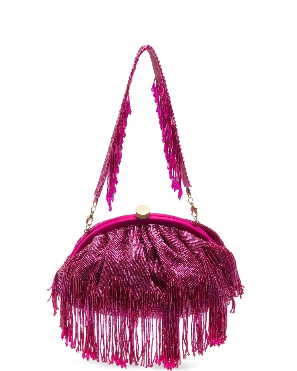 SLO_HAND_MADE Pink Firante Fringe-Trimmed Clutch Bag