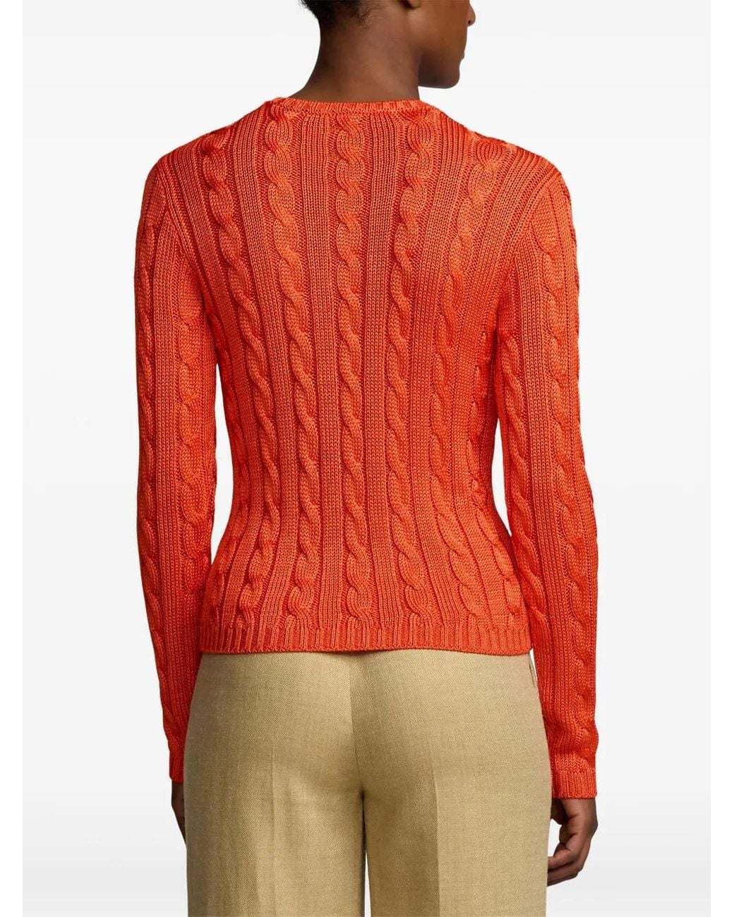 Ralph Lauren Red Pull En Maille Aran
