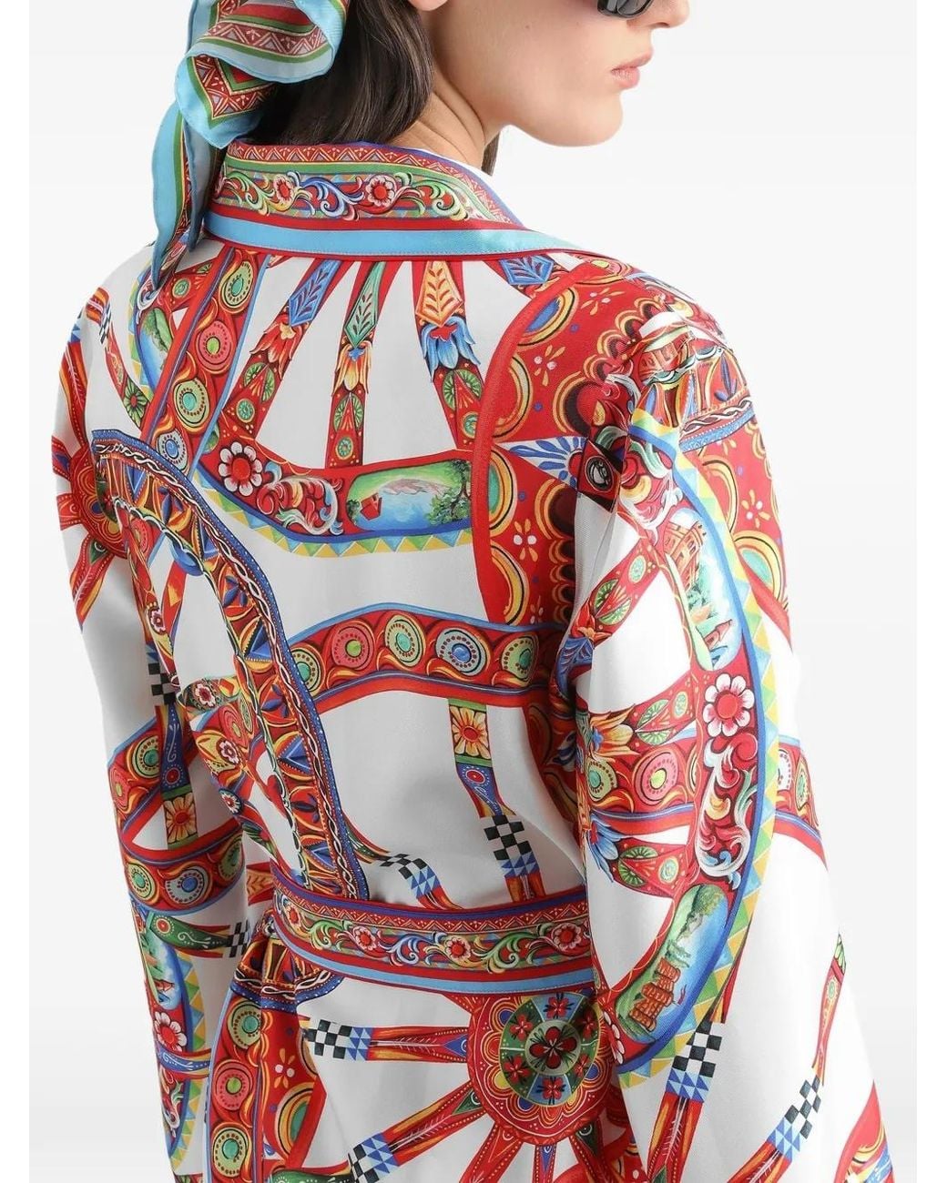Chemise En Sergé De Soie À Imprimé Carretto Dolce & Gabbana en coloris Red