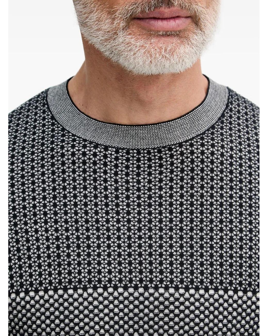 ARMANI EXCHANGE Gray Geometric-Pattern Sweater for men