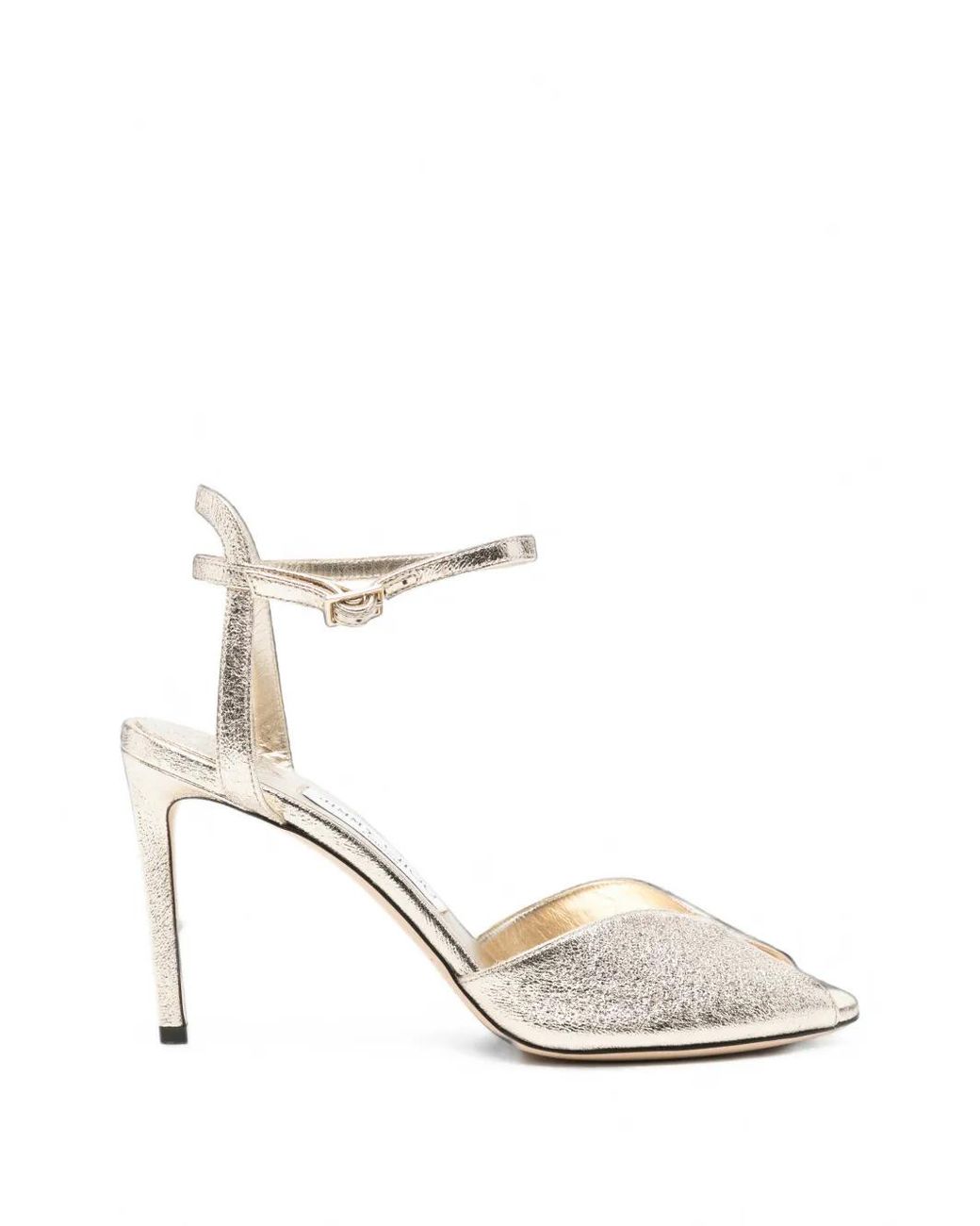Jimmy Choo White Sacora 85 Metallic Sandals