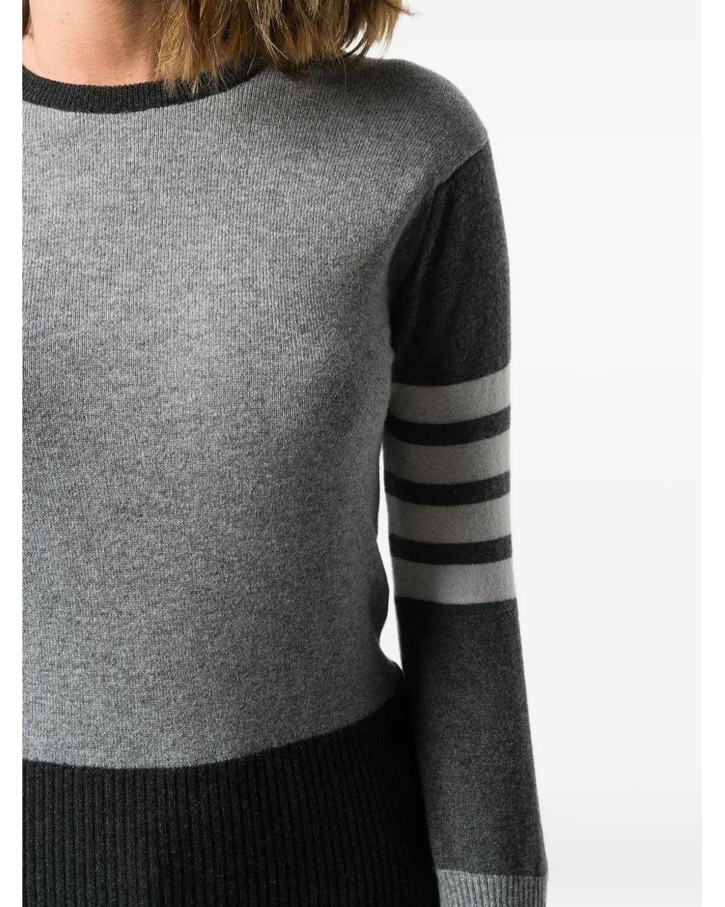 Thom Browne Gray Ribbed Cashmere Sweater