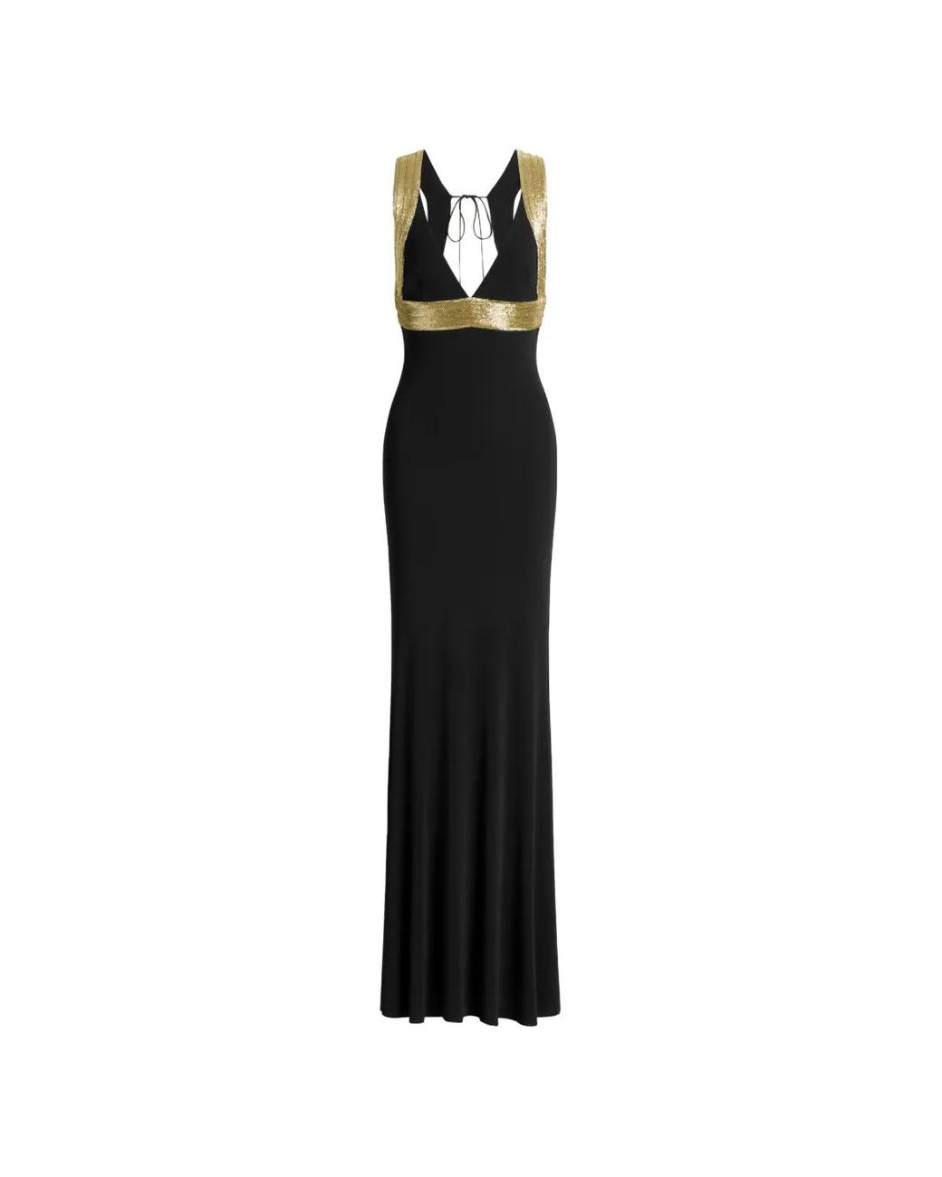 Alberta Ferretti Black V-Neck Maxi Dress
