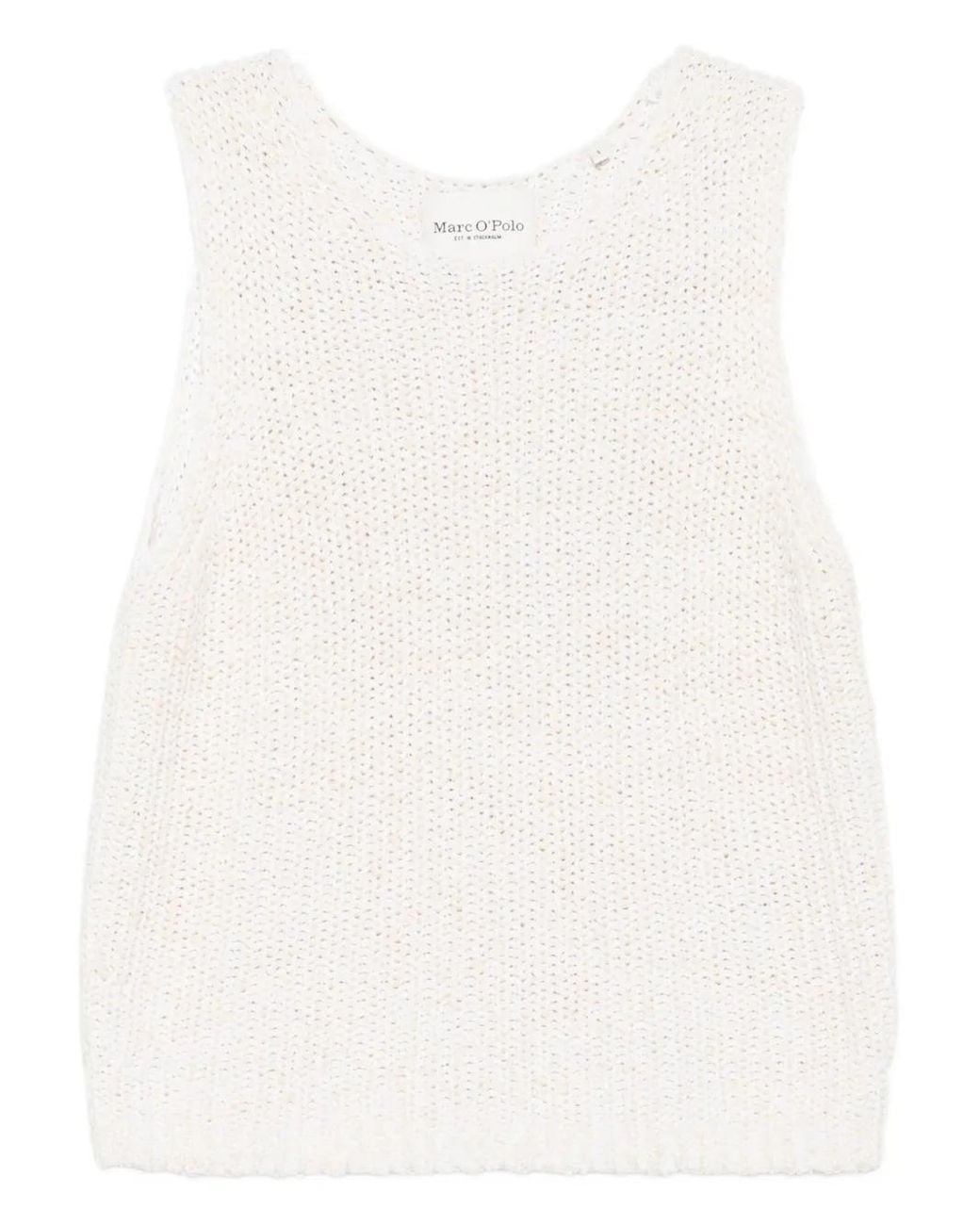 Marc O' Polo White Open-Knit Sleeveless Top
