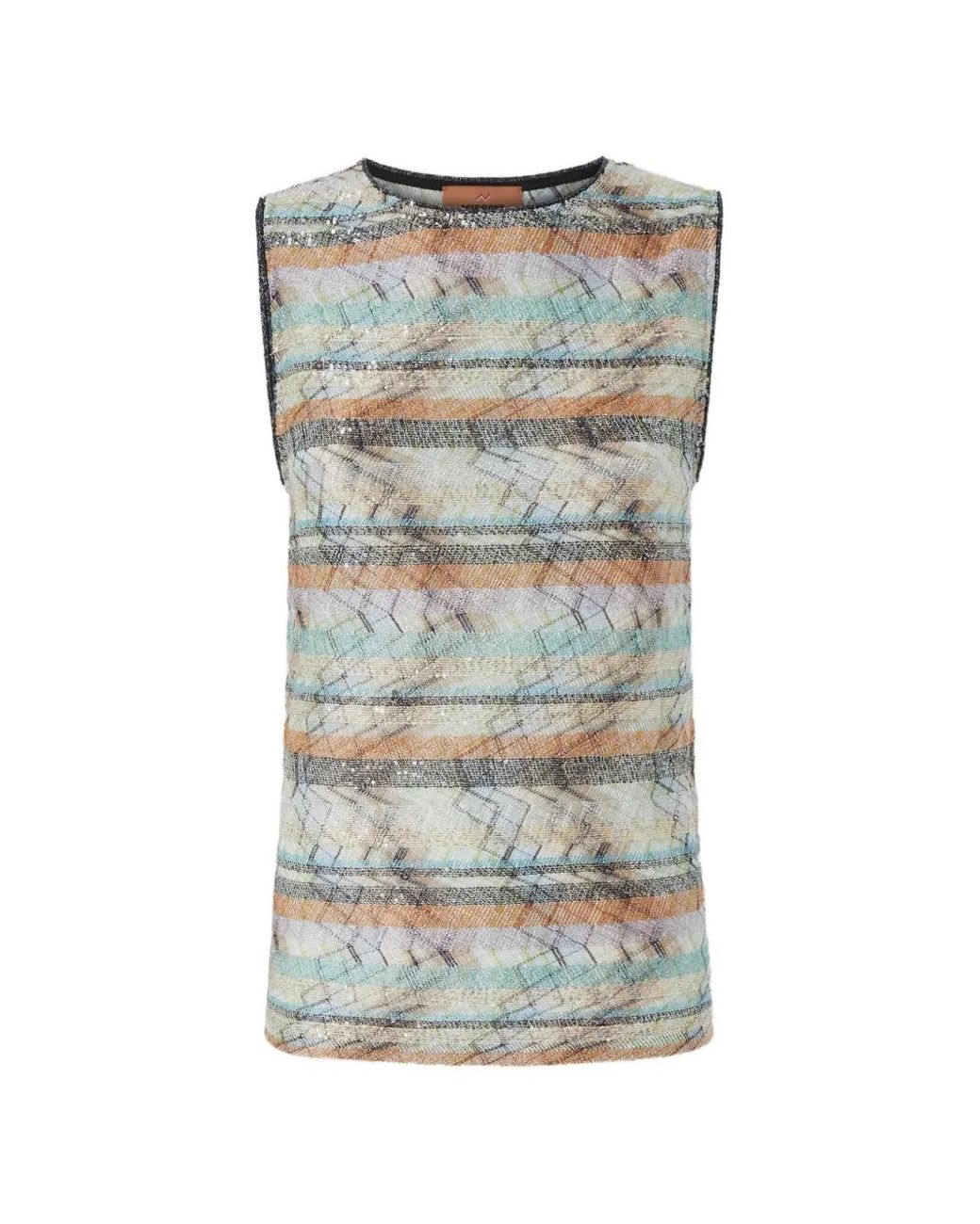 Missoni Gray Multi-Technique Mixed Lamé Sleeveless Top