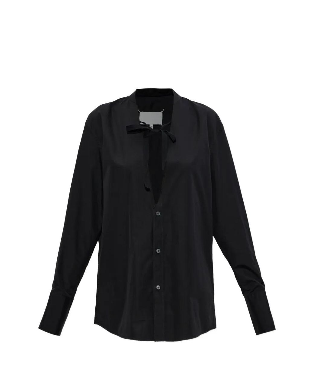 Maison Margiela Black V-Neck Cotton Shirt