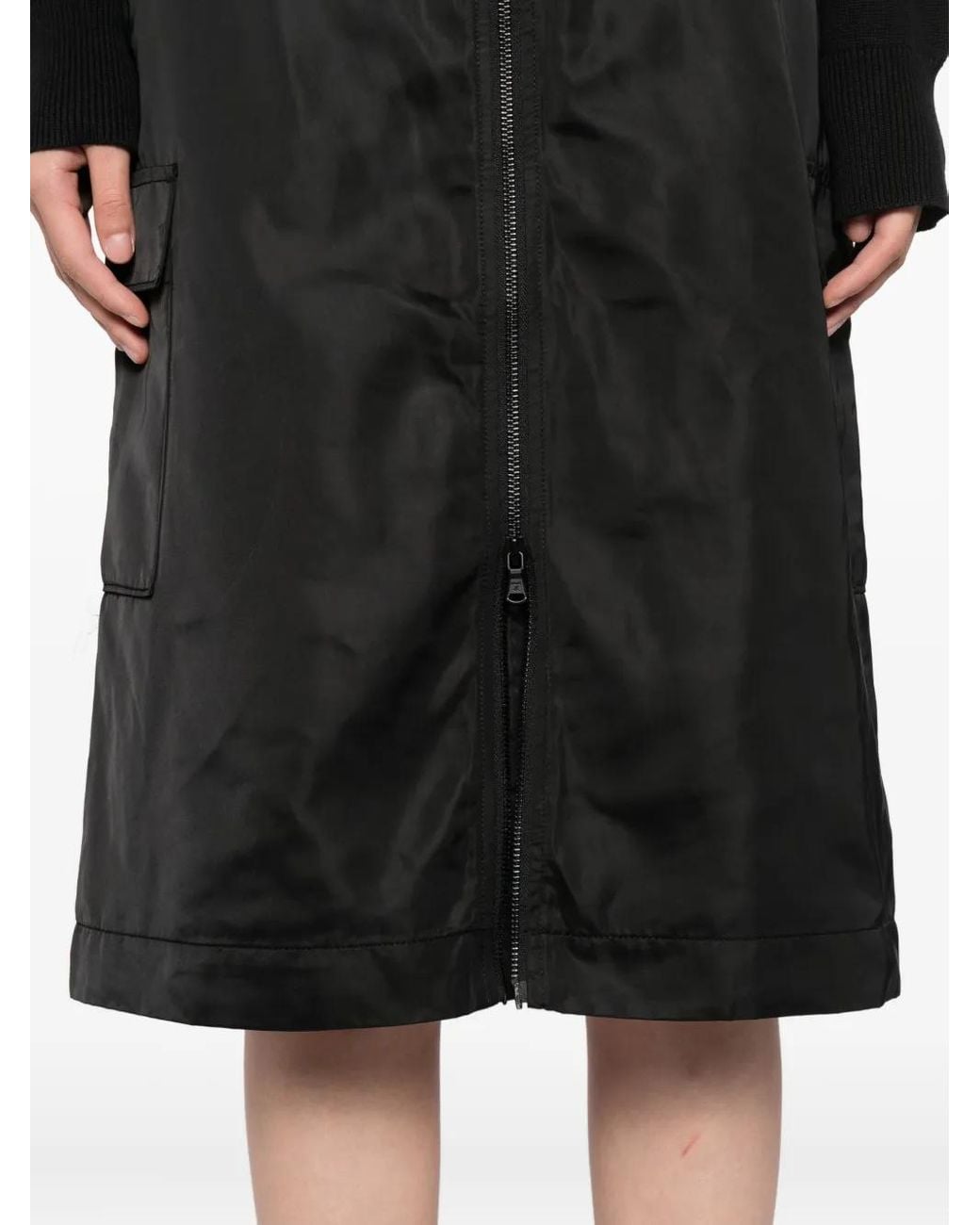 SPORT b. by agnès b. Black Front-Zip Midi Skirt