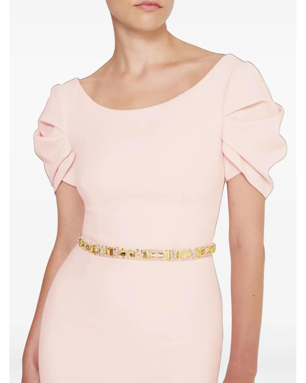Safiyaa Pink Vanna Sculptural-Sleeve Maxi Dress