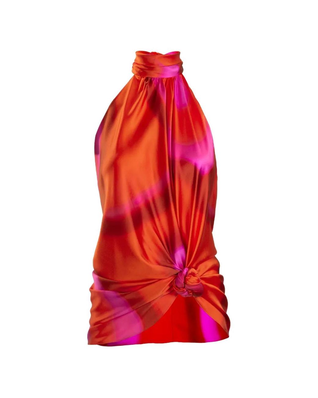 Silvia Tcherassi Red Dita Abstract-Print Halterneck Blouse