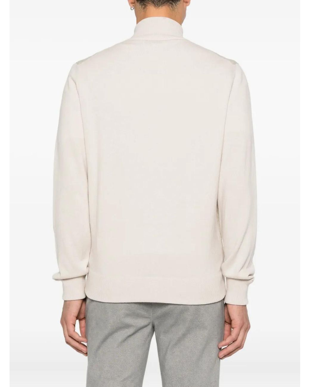 Gran Sasso White Zip-Up Cardigan for men