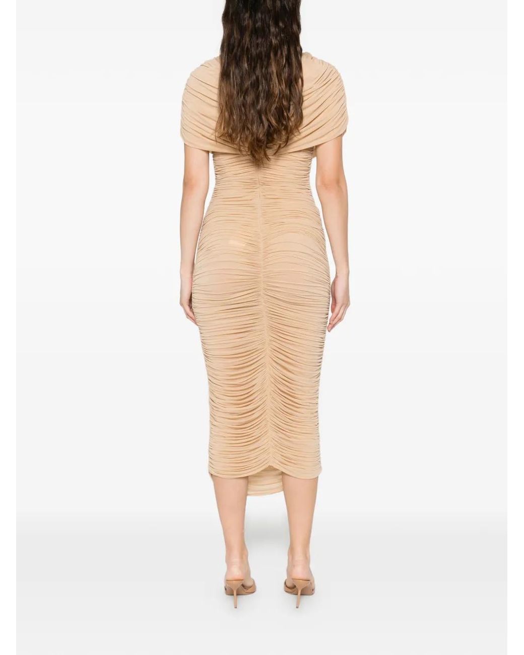 Magda Butrym White Cape-Effect Draped Midi Dress
