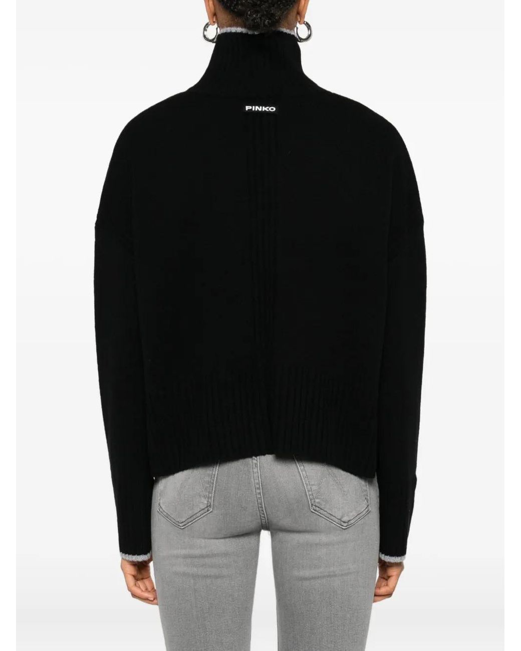 Pinko Black Wool-Cashmere Blend Sweater