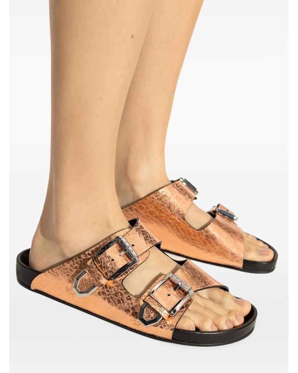 IRO Brown Leather Slides