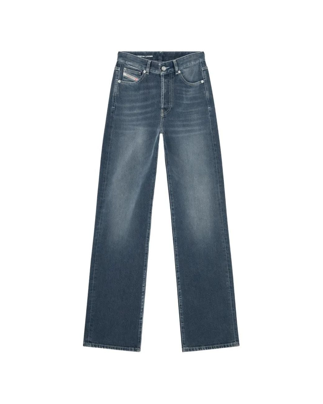 DIESEL Blue Regular Jeans High Waist 1971 D-Sent