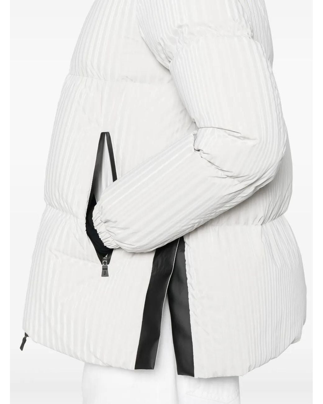 Herno White Matelassé-Effect Jumper Jacket