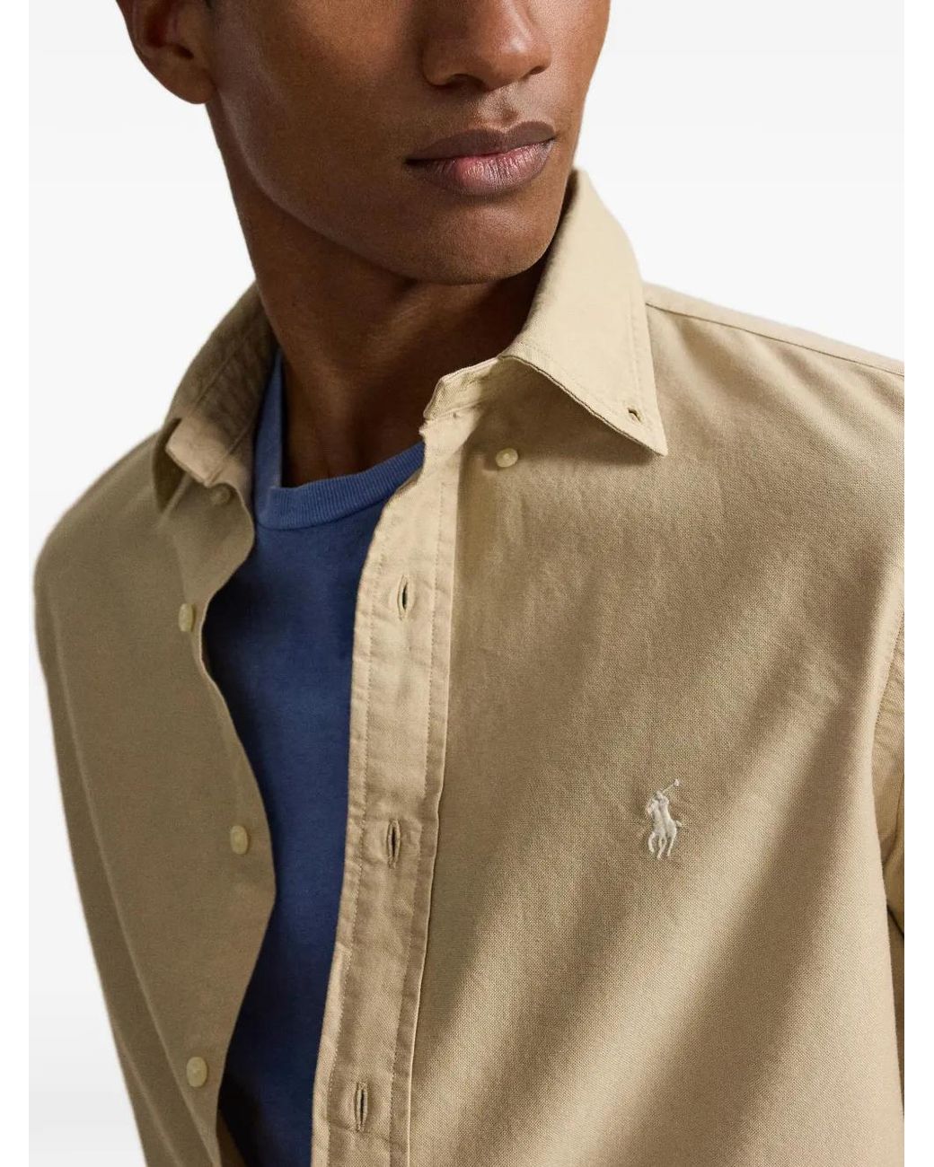 Polo Ralph Lauren Natural Custom Fit Garment-Dyed Oxford Shirt for men