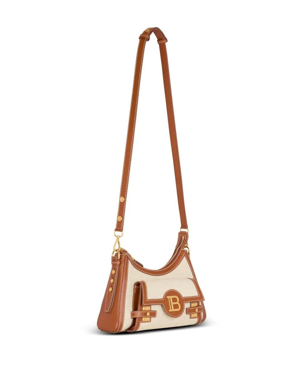 Balmain Natural B-Buzz Canvas Shoulder Bag