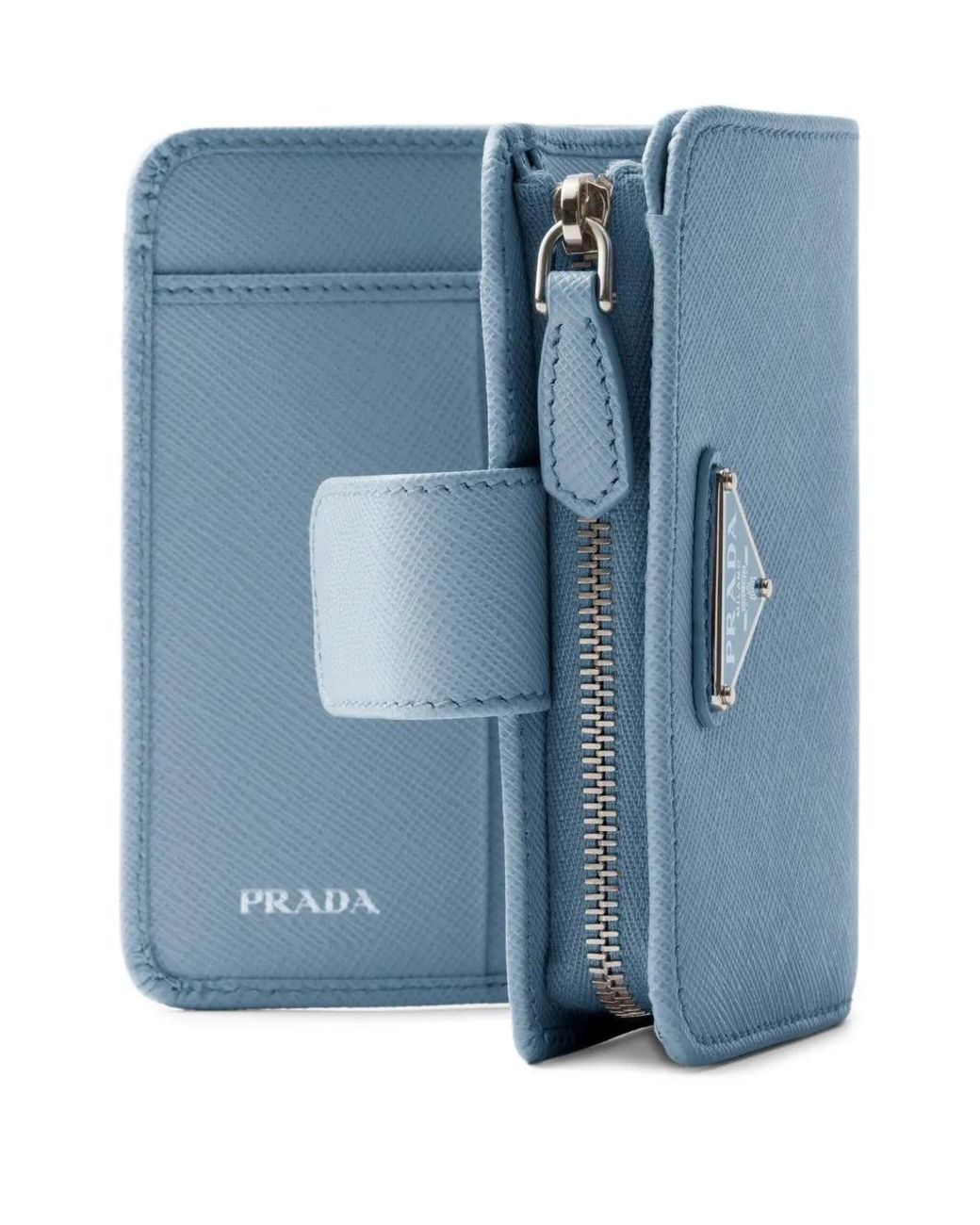 Prada Blue Small Saffiano Leather Wallet