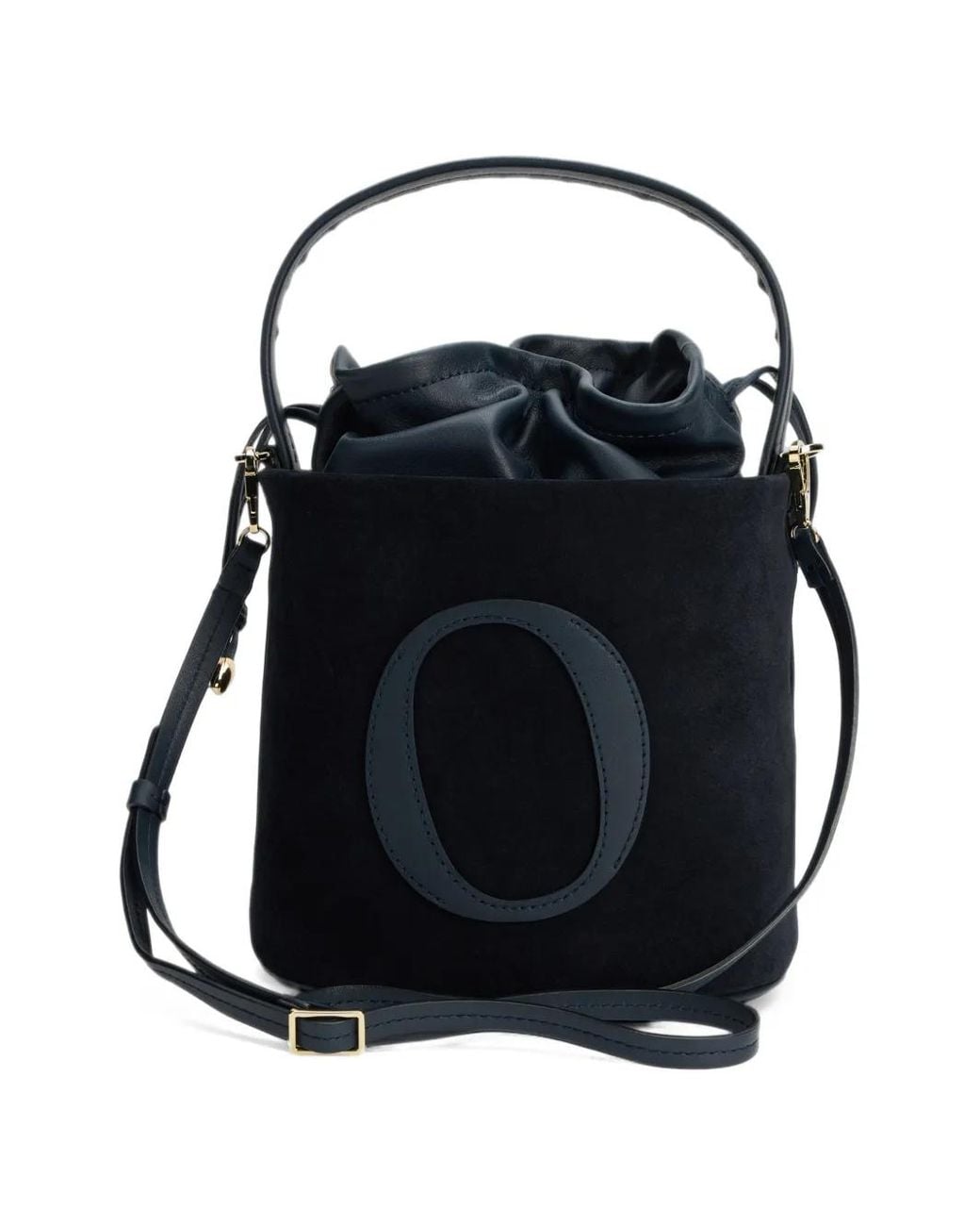 Orciani White Her-O Logo-Patch Suede Bucket Bag
