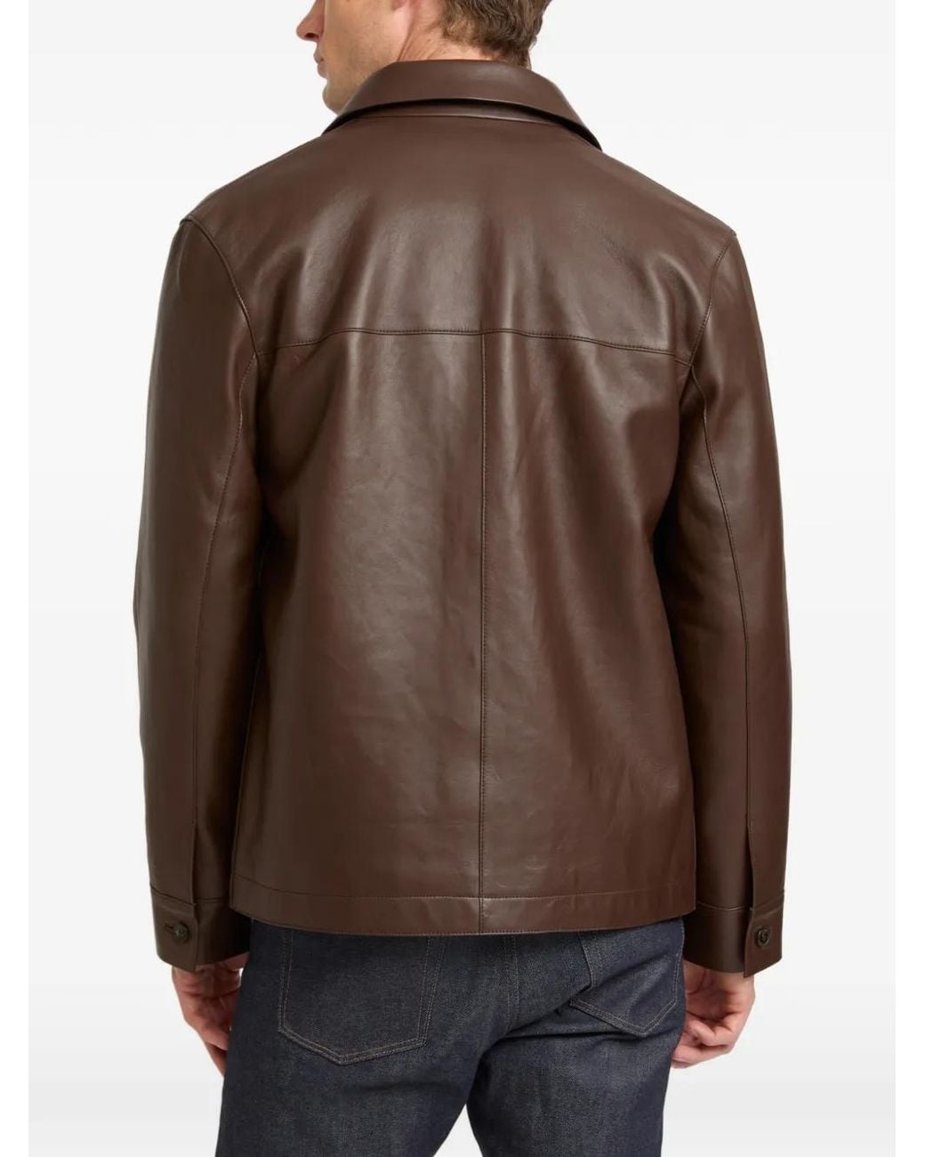 Yves Salomon Brown Leather Jacket for men