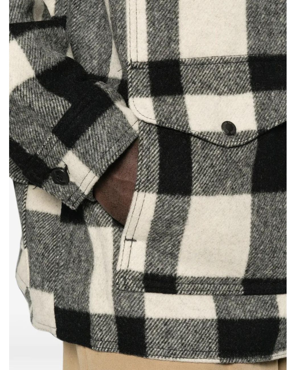 Filson Black Check-Pattern Button-Up Jacket for men