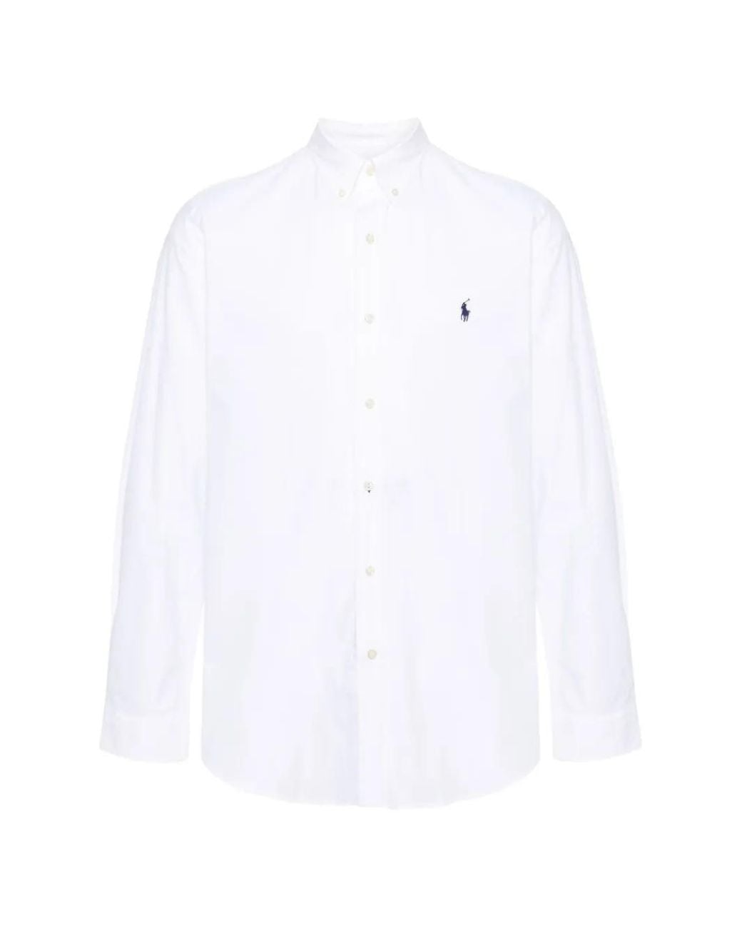 Polo Ralph Lauren White Button-Down Collar Embroidered-Logo Shirt for men