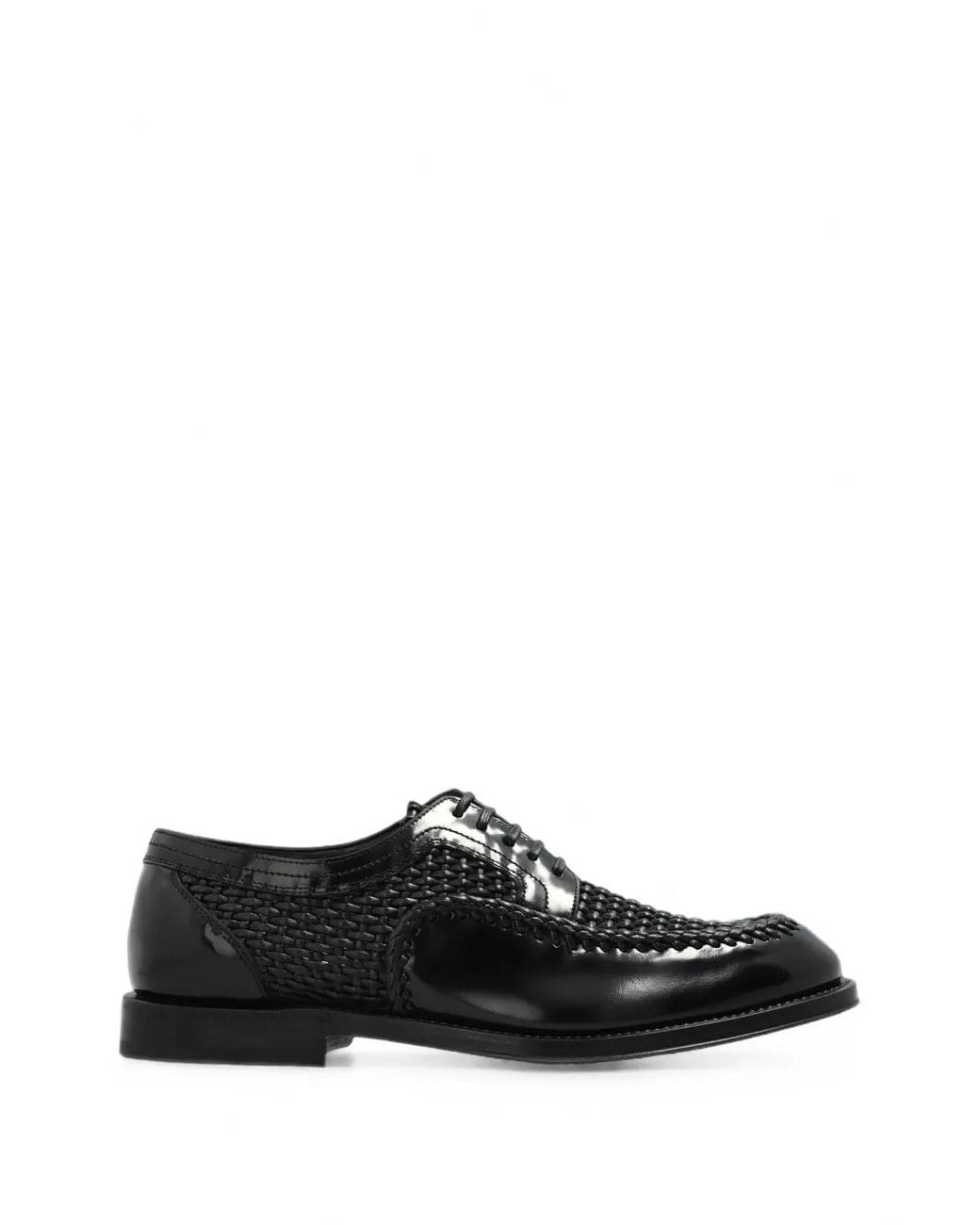 Dolce & Gabbana Black Woven Derby Shoes for men