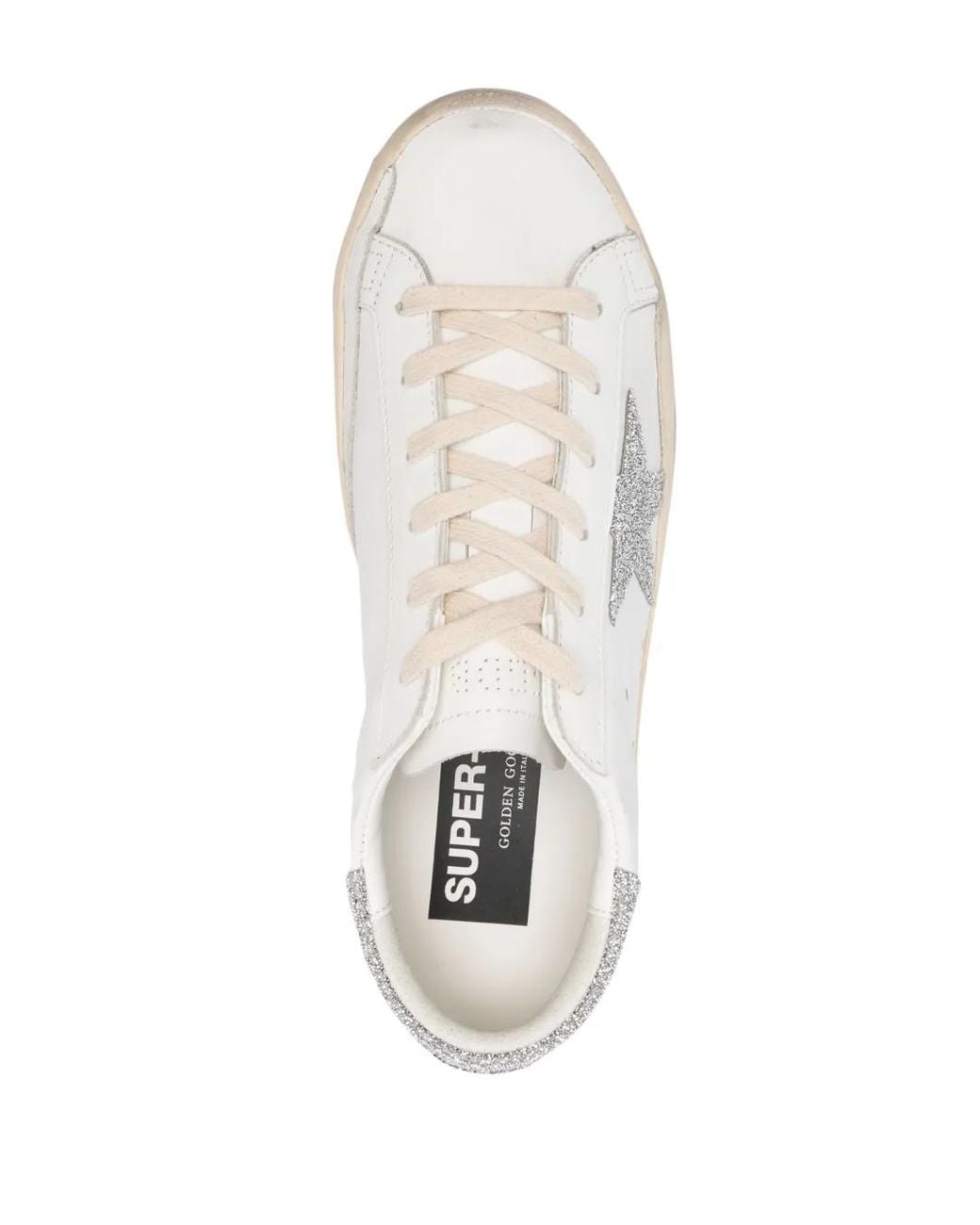 Golden Goose Deluxe Brand White Super-Star Trainers With Swarovski Crystal Star And Heels Tab