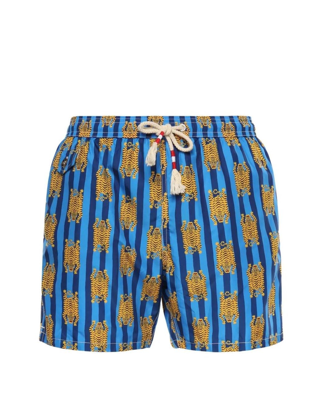 Mc2 Saint Barth Blue Light Fabric Swim Shorts With Sharks Print for men