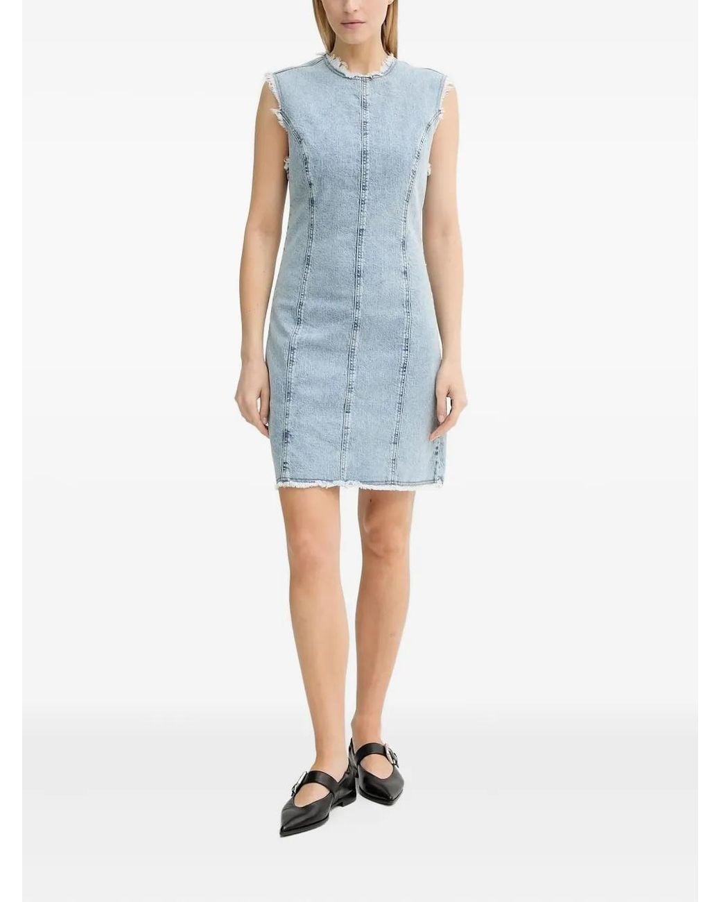 Gestuz Blue Gzdea Frayed Sleeveless Denim Mini Dress