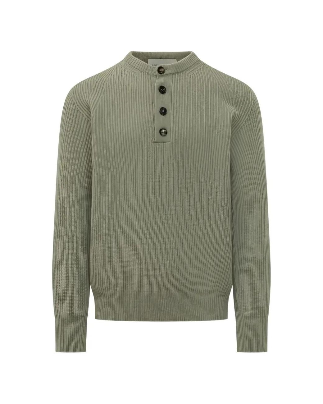Amaranto Green Serafino Ribbed-Knit Polo Shirt for men