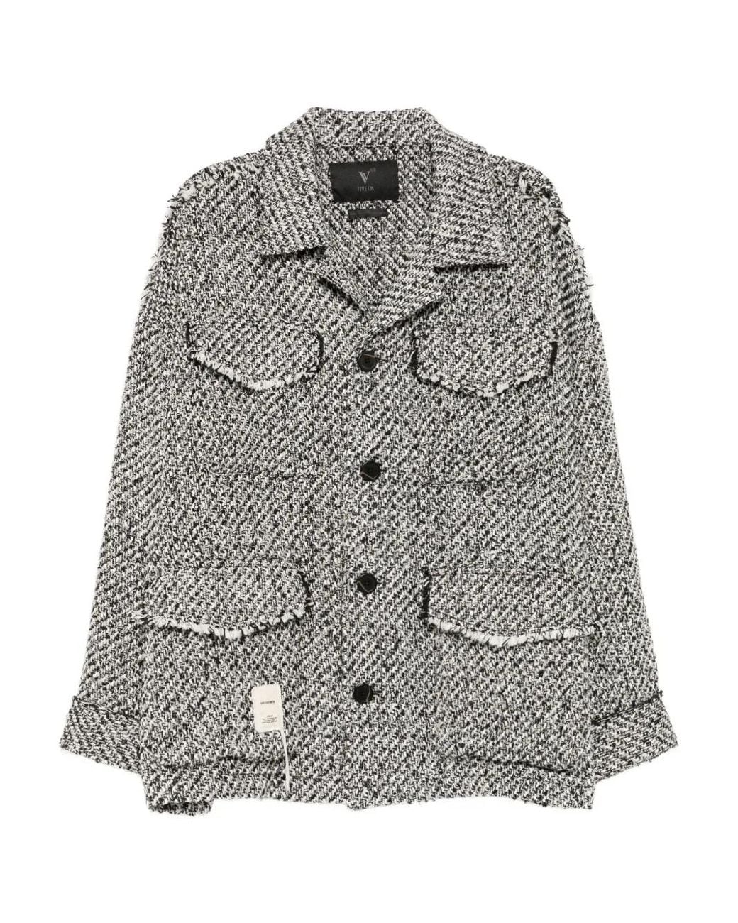 FIVE CM Gray Logo-Patch Shirt Jacket for men