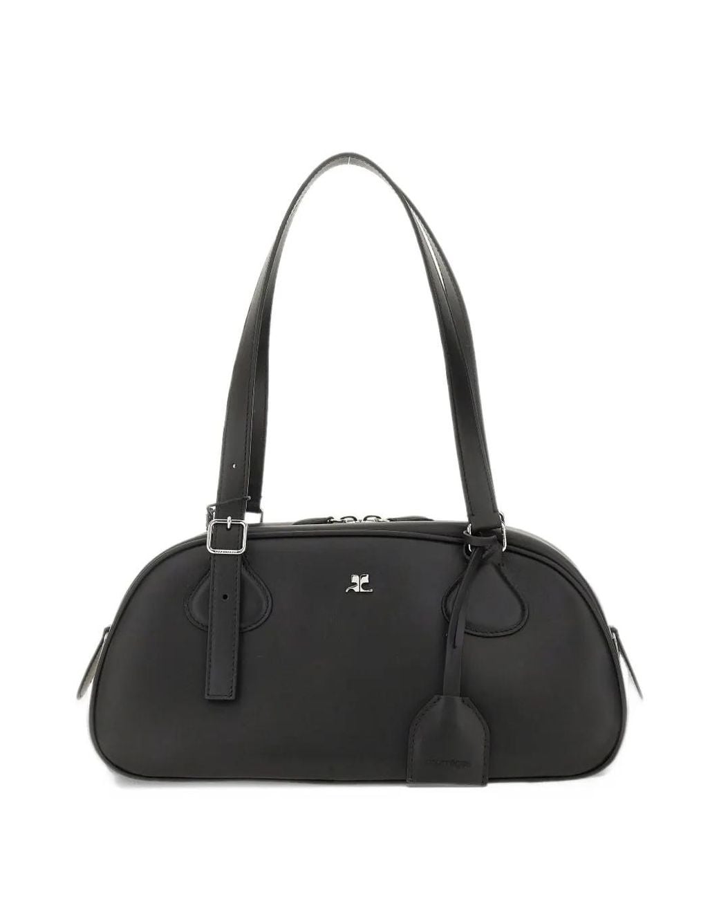 Courreges Black Logo-Plaque Shoulder Bag